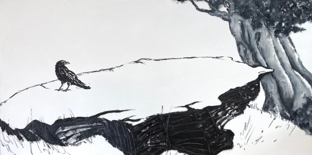 Sumi e painting in Oil –&nbsp;Raven