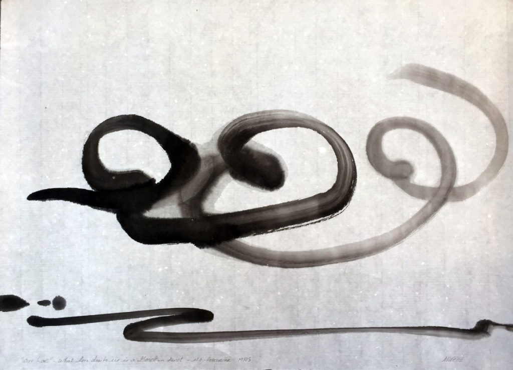 My sumi e painting version of "Our Love" from a poem by M. Oliver, 'Porcupine'