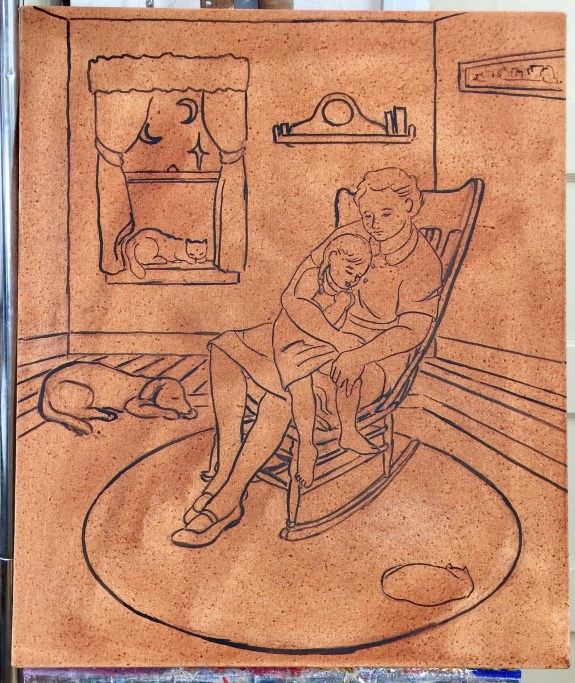 Drawing for "Love is the Mother. We Are Her Children" by Marilyn Wells, 20" x 24"