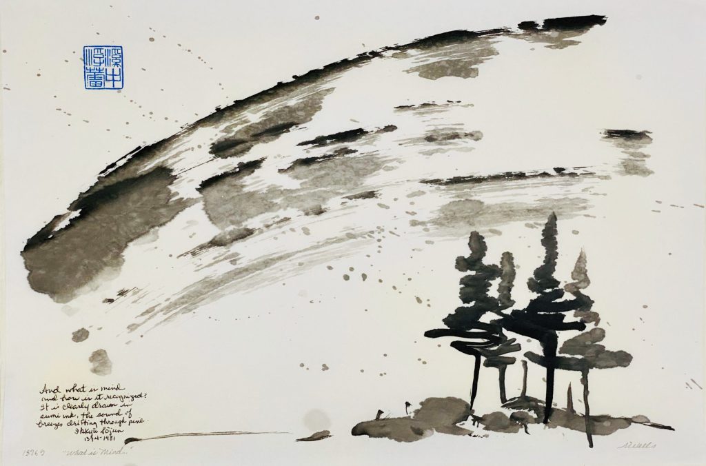 Sumi e abstract painting “Sound of&nbsp;Breezes”