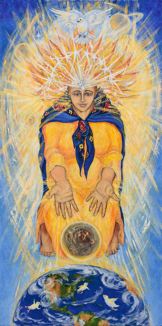 "Wisdom Sophia" oil painting by Marilyn Wells, 24" x 48"