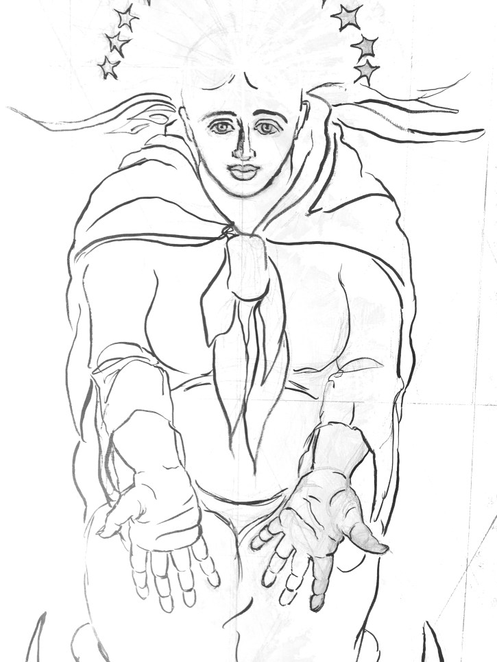 Wisdom Sophia drawing on canvas