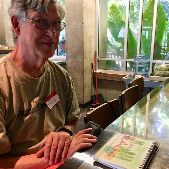 Frank sketching at the Botanic Gardens in July